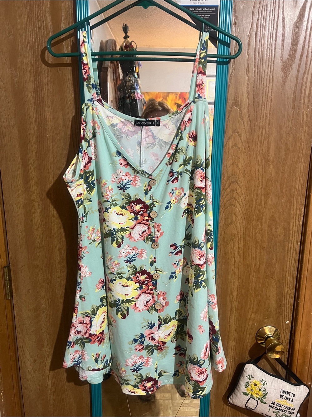 Mint Floral Button-Front Tank Top
